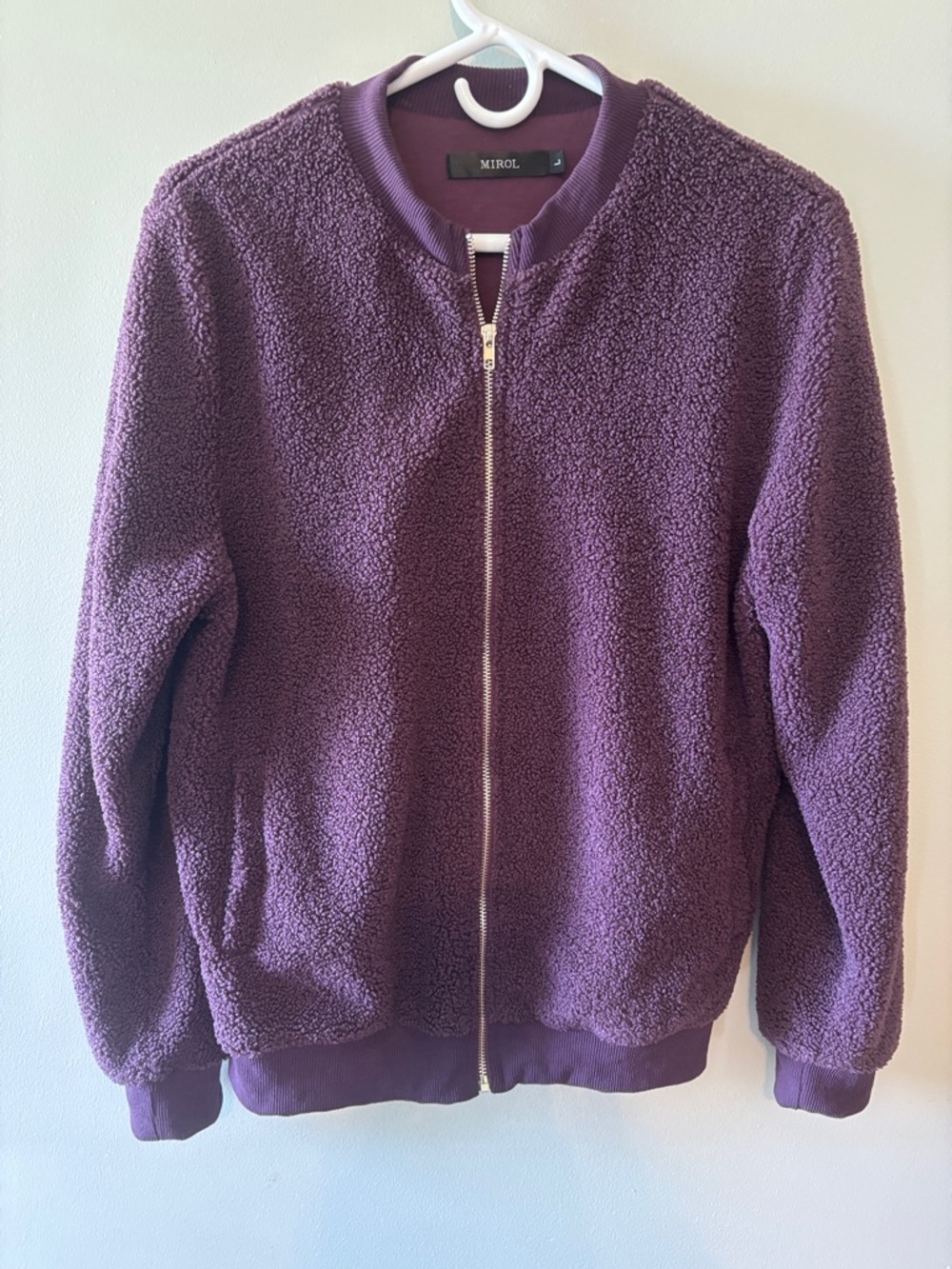 MIROZ Women's Purple Sherpa Zip-Up Sweater Jacket